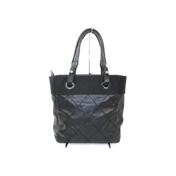 Chanel Biarritz Canvas Black PM Bag Paris Tote - Picture 1 of 12